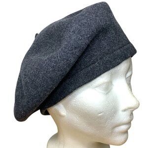Woolmark Boild Wool French Beret O/S Charcoal Gray Classic Minimalist Retro